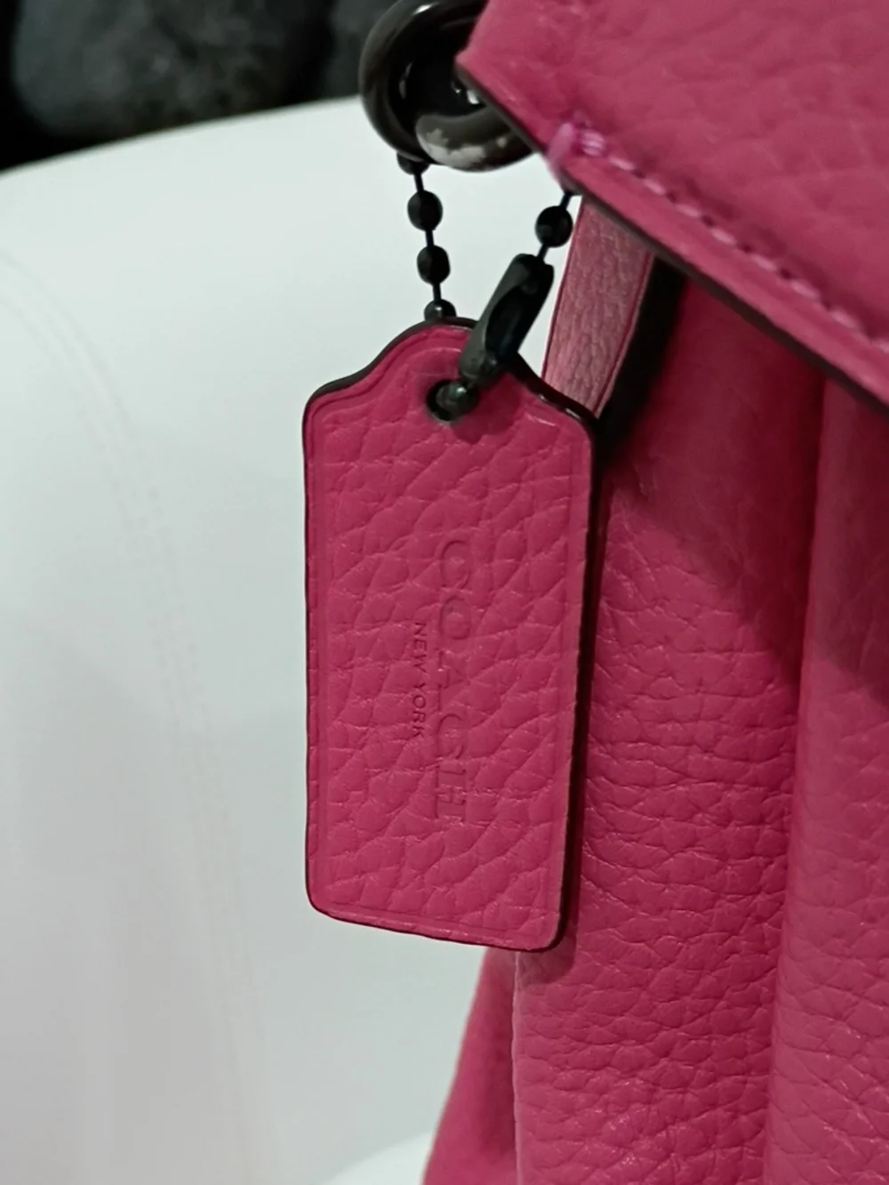 Coach Shay Hot Pink Pebbled Leather Shoulder Bag with Detachable Crossbody Strap